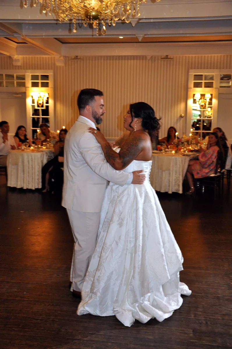 Couple's first dance in a Long Island ballroom